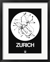 Framed Zurich White Subway Map