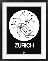 Framed Zurich White Subway Map