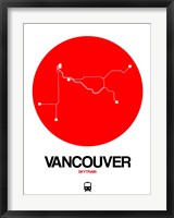 Framed Vancouver Red Subway Map