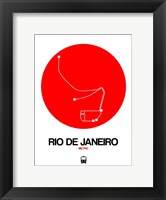 Framed Rio De Janeiro Red Subway Map