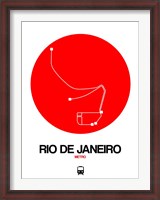 Framed Rio De Janeiro Red Subway Map