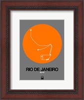 Framed Rio De Janeiro Orange Subway Map