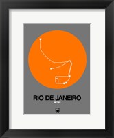 Framed Rio De Janeiro Orange Subway Map