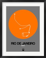 Framed Rio De Janeiro Orange Subway Map