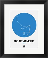 Framed Rio De Janeiro Blue Subway Map
