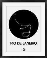Framed Rio De Janeiro Black Subway Map