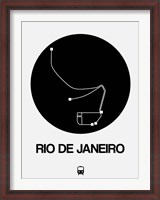 Framed Rio De Janeiro Black Subway Map