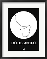 Framed Rio De Janeiro White Subway Map