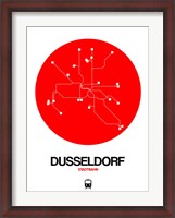 Framed Dusseldorf Red Subway Map