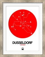 Framed Dusseldorf Red Subway Map