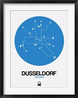 Framed Dusseldorf Blue Subway Map