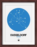 Framed Dusseldorf Blue Subway Map