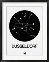 Framed Dusseldorf Black Subway Map