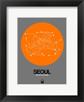 Framed Seoul Orange Subway Map