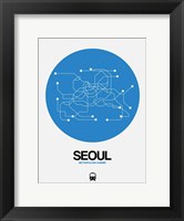 Framed Seoul Blue Subway Map