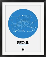 Framed Seoul Blue Subway Map