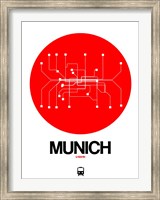 Framed Munich Red Subway Map
