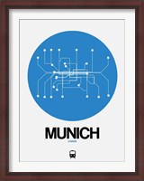 Framed Munich Blue Subway Map