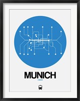 Framed Munich Blue Subway Map