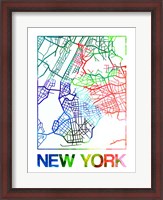 Framed New York Watercolor Street Map