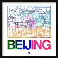 Framed Beijing Watercolor Street Map