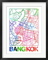 Framed Bangkok Watercolor Street Map
