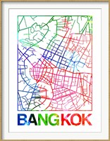 Framed Bangkok Watercolor Street Map