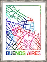 Framed Buenos Aires Watercolor Street Map