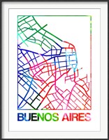 Framed Buenos Aires Watercolor Street Map