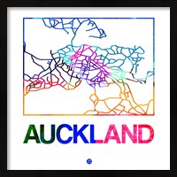 Framed Auckland Watercolor Street Map