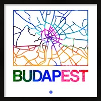 Framed Budapest Watercolor Street Map