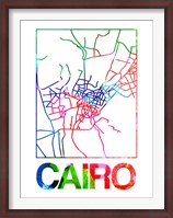 Framed Cairo Watercolor Street Map