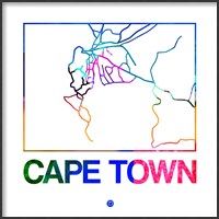 Framed Cape Town Watercolor Street Map
