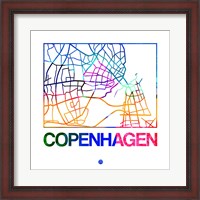 Framed Copenhagen Watercolor Street Map