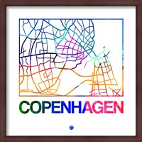 Framed Copenhagen Watercolor Street Map