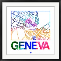 Framed Geneva Watercolor Street Map