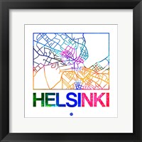 Framed Helsinki Watercolor Street Map