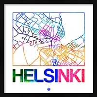 Framed Helsinki Watercolor Street Map