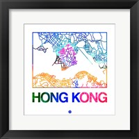 Framed Hong Kong Watercolor Street Map