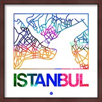 Framed Istanbul Watercolor Street Map