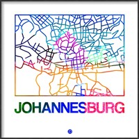Framed Johannesburg Watercolor Street Map