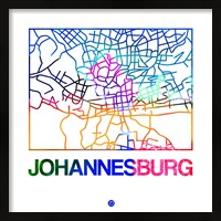 Framed Johannesburg Watercolor Street Map