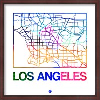 Framed Los Angeles Watercolor Street Map