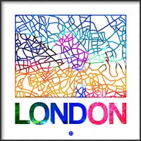 Framed London Watercolor Street Map