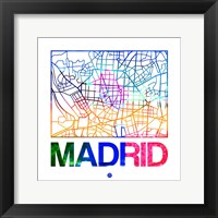 Framed Madrid Watercolor Street Map