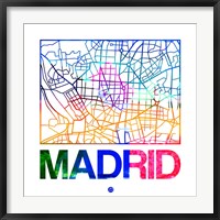 Framed Madrid Watercolor Street Map