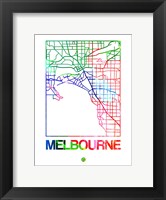 Framed Melbourne Watercolor Street Map