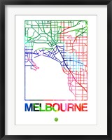 Framed Melbourne Watercolor Street Map