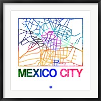 Framed Mexico City Watercolor Street Map