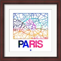 Framed Paris Watercolor Street Map